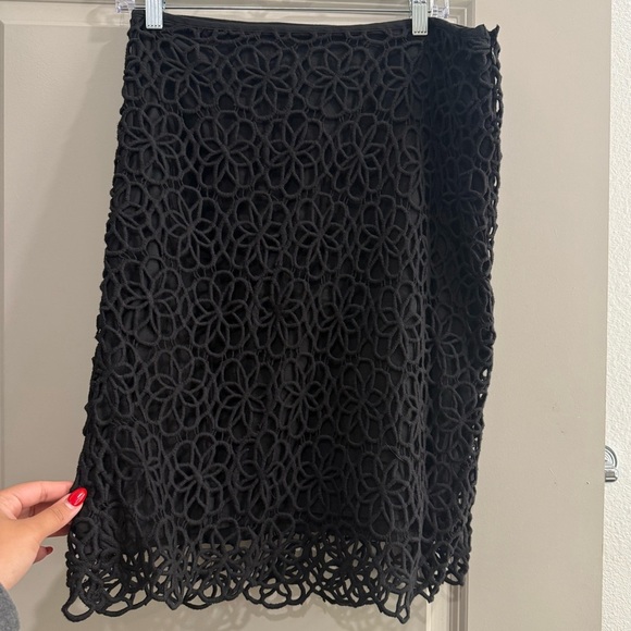 SOLD - 100% Cotton V Cristina Black Embellished Cut-Out Pencil Skirt - Picture 3 of 5